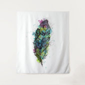 Wasserfarbenfeder Tattoo Wandteppich (Vorderseite)