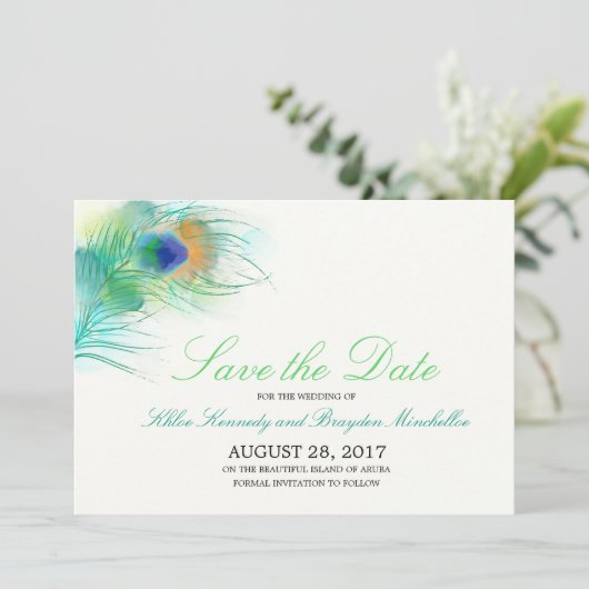 Wasserfarbenfederhalter Save the Date (Stehend Vorderseite)