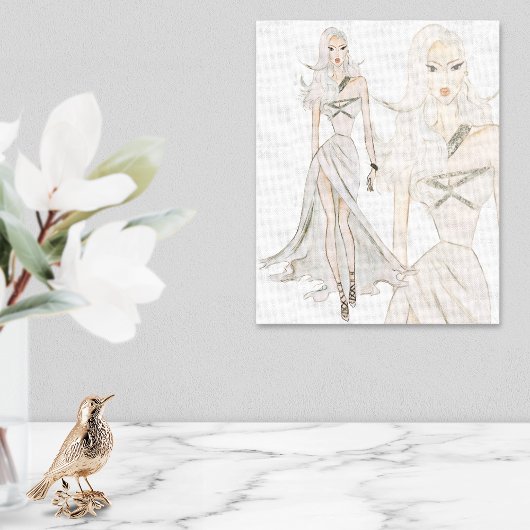 Wasserfarbenfedermodell Leinwanddruck