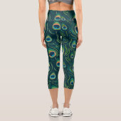 Wasserfarbenfedermuster Capri Leggings (Rückseite)