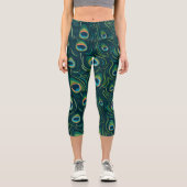 Wasserfarbenfedermuster Capri Leggings (Vorderseite)