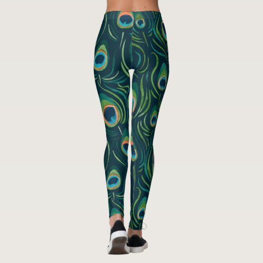 Wasserfarbenfedermuster Leggings (Rückseite)