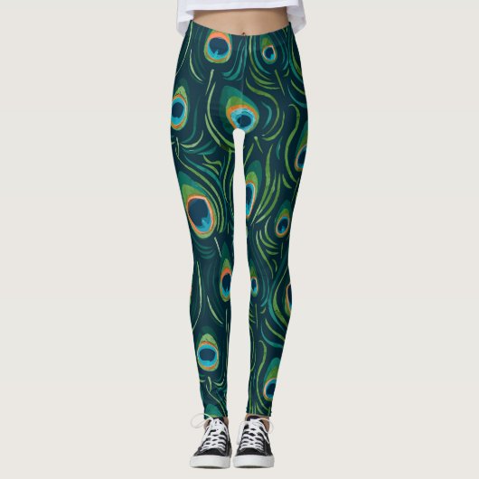 Wasserfarbenfedermuster Leggings (Vorderseite)