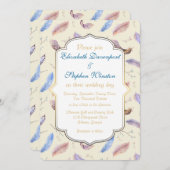 Wasserfarbenfedermuster und Extravagante RahmenWed Einladung (Vorne/Hinten)