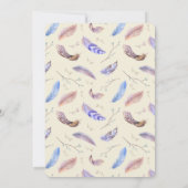 Wasserfarbenfedermuster und Extravagante RahmenWed Einladung (Rückseite)