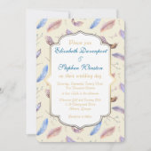 Wasserfarbenfedermuster und Extravagante RahmenWed Einladung (Vorderseite)