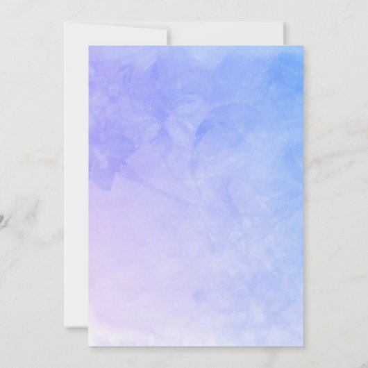 Wasserfarbenfedern auf Lila Hochzeit in Bluish Einladung (Rückseite)