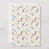 Wasserfarbenfedern und Blätter Hochzeiten Einladung (Rückseite)