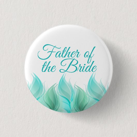 Wasserfarbenfedern Vater der Braut Button (Vorderseite)