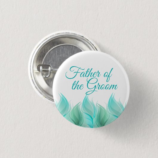 Wasserfarbenfedern Vater des Grooms Button (Vorne & Hinten)