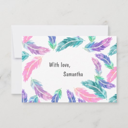 Wasserfarbenfedern Werden Sie meine Bridesmaid sei Einladung (Rückseite)