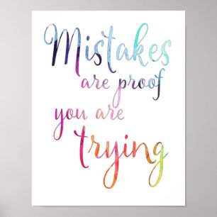 Wasserfarbenfehler Zitat Saal des Klassenraums Poster