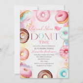 Wasserfarbenfeier Donat-Zeit wird drei Einladung (Vorderseite)