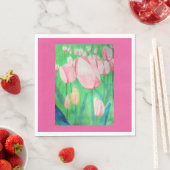Wasserfarbenfeld der rosa Tulpen Serviette (Beispiel)