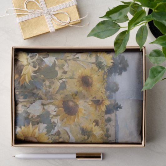 Wasserfarbenfeld Sonnenblumen Dekoupage Seidenpapier (Geschenk)