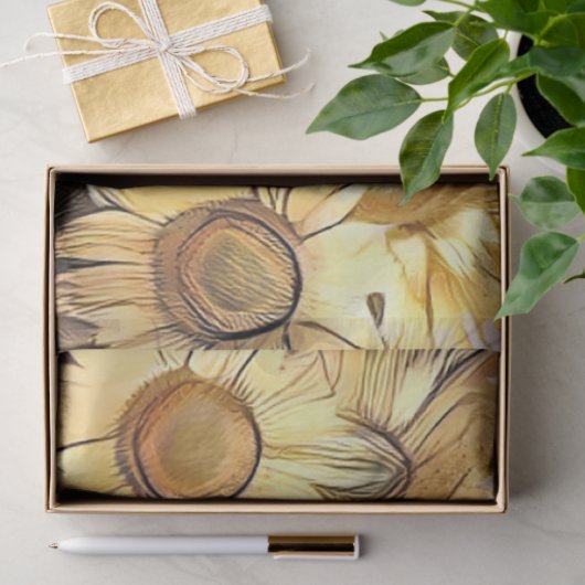 Wasserfarbenfeld Sonnenblumen Elegante Sammlung Seidenpapier (Geschenk)