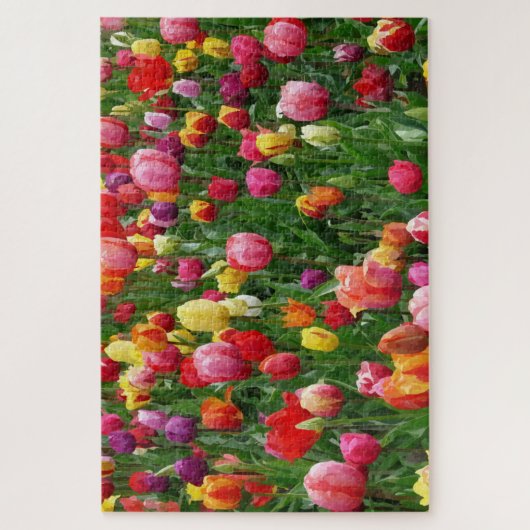 Wasserfarbenfeld von Tulips 1014 pc Jigsaw Puzzle (Vertikal)