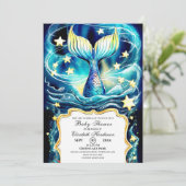 Wasserfarbenfernseher Meerjungfrau Kinderdusche Einladung (Stehend Vorderseite)