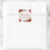 Wasserfarbenfestliche Poinsettia Winterhochzeit Quadratischer Aufkleber (Tasche)