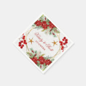 Wasserfarbenfestliche Poinsettia Winterhochzeit Serviette (Ecke)