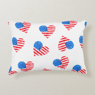 Wasserfarbenflagge Amerikas in Herzform Dekokissen