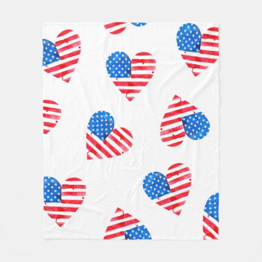 Wasserfarbenflagge Amerikas in Herzform Fleecedecke (Vorderseite)