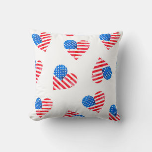Wasserfarbenflagge Amerikas in Herzform Kissen