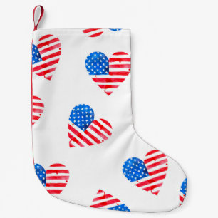 Wasserfarbenflagge Amerikas in Herzform Kleiner Weihnachtsstrumpf