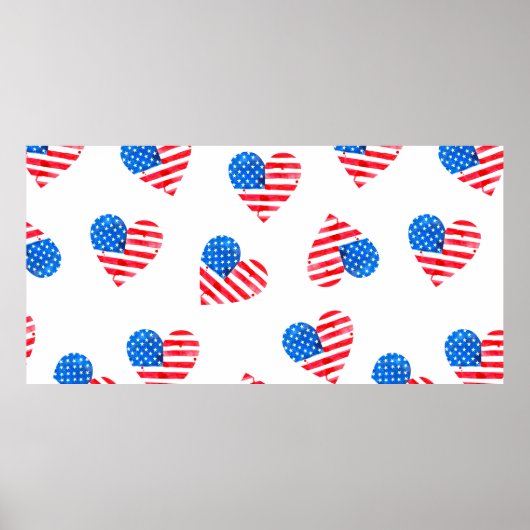 Wasserfarbenflagge Amerikas in Herzform Poster (Vorne)