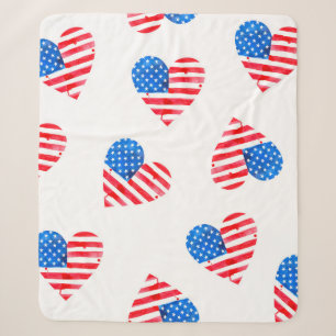 Wasserfarbenflagge Amerikas in Herzform Sherpadecke