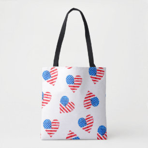 Wasserfarbenflagge Amerikas in Herzform Tasche