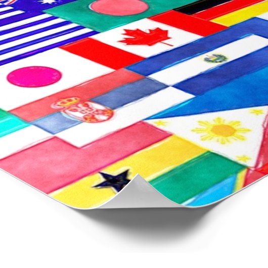 Wasserfarbenflaggen der Welt Poster (Ecke)
