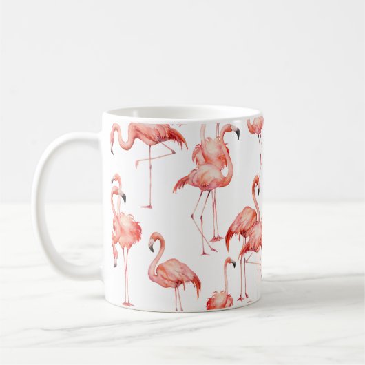 Wasserfarbenflamingo nahtloses Muster. Handgemalt Kaffeetasse (Links)