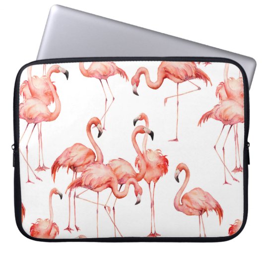 Wasserfarbenflamingo nahtloses Muster. Handgemalt Laptopschutzhülle (Vorderseite)