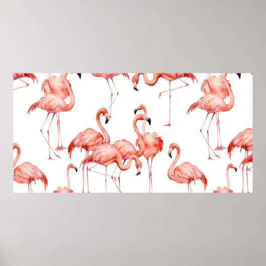 Wasserfarbenflamingo nahtloses Muster. Handgemalt Poster (Vorne)