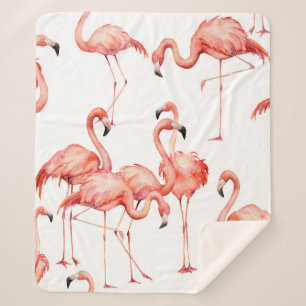 Wasserfarbenflamingo nahtloses Muster. Handgemalt Sherpadecke