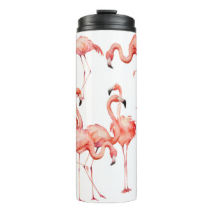 Wasserfarbenflamingo nahtloses Muster. Handgemalt Thermosbecher