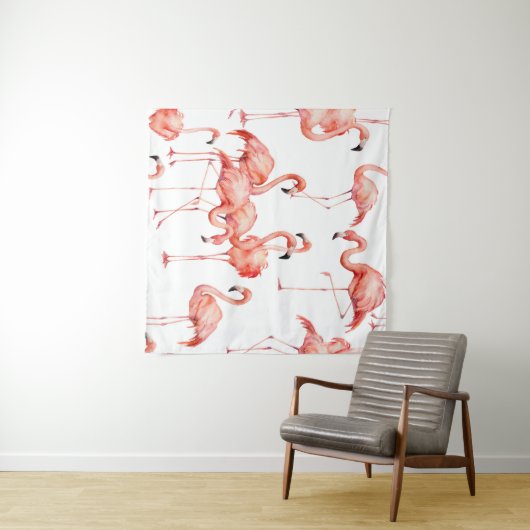 Wasserfarbenflamingo nahtloses Muster. Handgemalt Wandteppich (Beispiel (Horizontal))