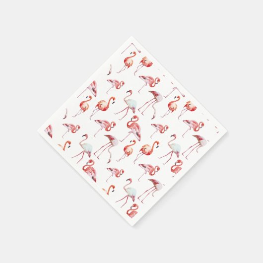 Wasserfarbenflamingo, weißes Muster tropisch Serviette (Ecke)