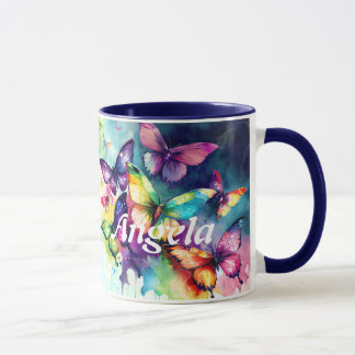 Wasserfarbenflatternde Schmetterlinge Tasse
