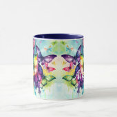 Wasserfarbenflatternde Schmetterlinge Tasse (Zentrum)
