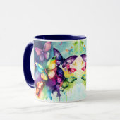 Wasserfarbenflatternde Schmetterlinge Tasse (Vorderseite Links)