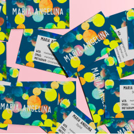 Wasserfarbenflecken und gelbe blaue Blasen Visitenkarte