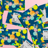 Wasserfarbenflecken und gelbe blaue Blasen Visitenkarte