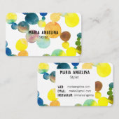 Wasserfarbenflecken und gelbe blaue Blasen Visitenkarte (Vorne/Hinten)