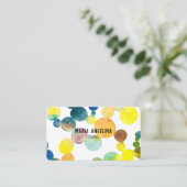 Wasserfarbenflecken und gelbe blaue Blasen Visitenkarte (Stehend Vorderseite)