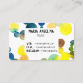 Wasserfarbenflecken und gelbe blaue Blasen Visitenkarte (Rückseite)