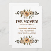 Wasserfarbenflora I ve Moved Announcement Card Ankündigung (Vorne/Hinten)