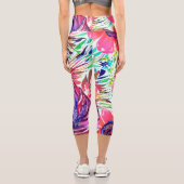 Wasserfarbenflora Rosa Blau Capri Leggings (Rückseite)