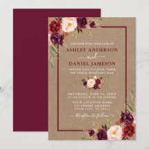 Wasserfarbenfloral Burgundy Kraft Wedding
